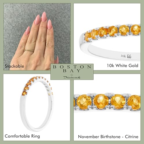 Boston Bay Diamonds 10K Gold Stackable Wedding Gemstone Anniversary Band Ring - Choice of Birthstone, Ring Size, and Yellow or White Gold4
