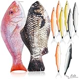 Outus 2 Pcs Fish Pencil Case and 8 Pcs Fish Pens Set Christmas Bag Gift Realistic Fishing Funny Pencil Pouch with Padded Thick Foam Lining for Office Birthday Party Halloween(Black and Red,Novel)