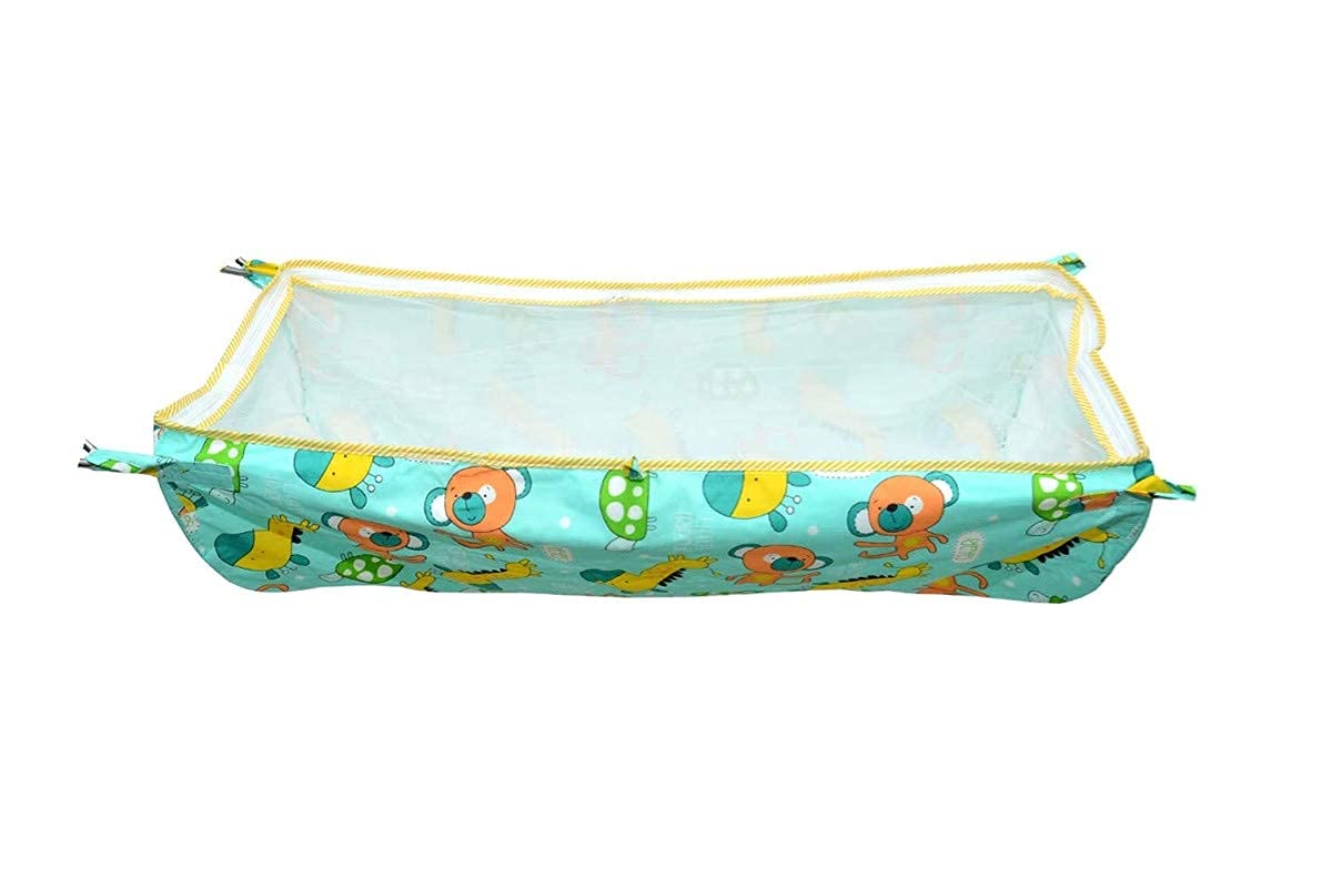Volga Sales Cotton Born Baby khoya for Baby Cradle Cloth Baby jhula/Zoli with Mosquito net,Standard Size (Multicolored) Set of 1.(Free Mitten and Booties Set)-image-5