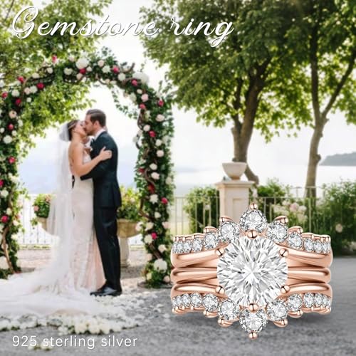 3-5 CT Round Cut Moissanite Engagement Ring Set 10K 14K 18K White/Rose/Yellow Gold Moissanite Wedding Ring Set Anniversary Promise Ring for Wife and Her4
