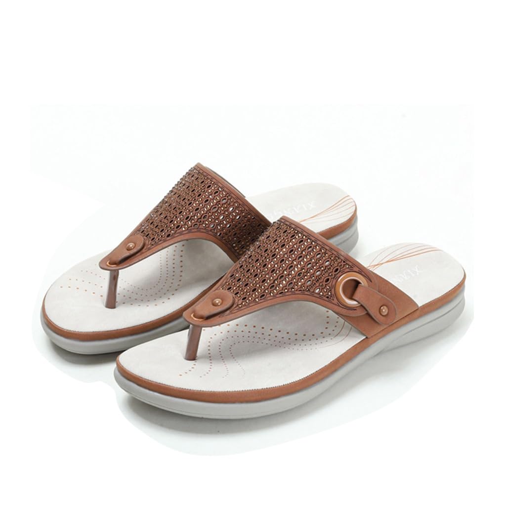 Chanclas para Mujer, Playa de Verano, Sandalias, Zapatillas con Punta Abierta para Exteriores, para Playas, Viajes, Vacaciones (marrón, 38 EU)
