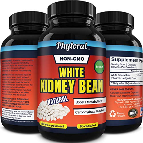 White Kidney Bean Energy Supplements – Pure White Kidney Bean Extract Pill with Amylase Enzyme and Natural Energy Pills…