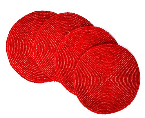 Set di 4 sottobicchieri rotondi fatti a mano con perline