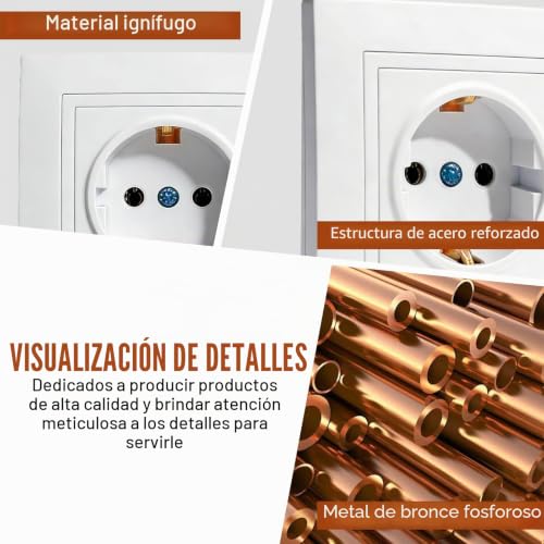 Enchufe empotrable ignífugo blanco de 1 compartimento y protección IP20 4