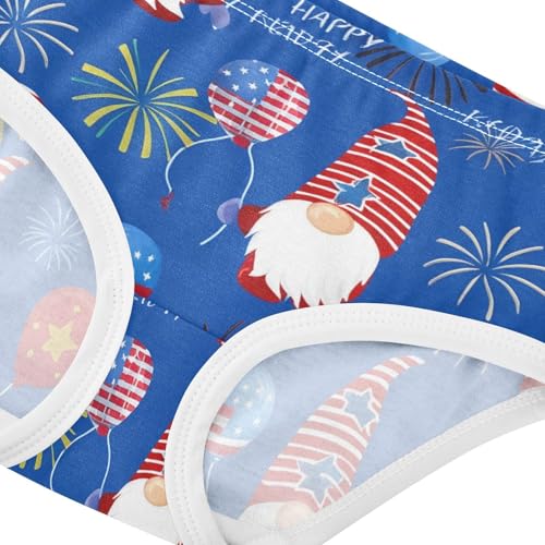 Cute Gnomes USA Flag Blue Panties Little Girl Toddler Underwear Custom Cotton Flower Briefs Underpants 2t4