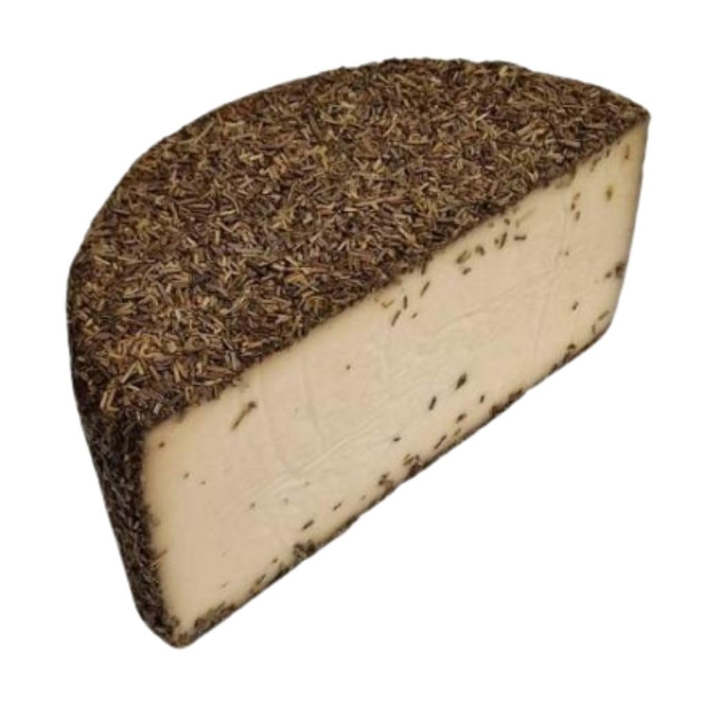 Manchego au Romarin – Fromage de Brebis Espagnol Artisanal – Demi-Meule de 1,5 kg environ – Pâte Pressée Recouverte de Romarin Frais – Saveurs Méditerranéennes & Boisées