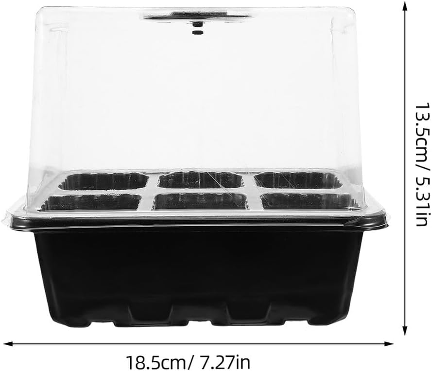Breathable Seedling Tray Set for Indoor Plants with 6-Cell Black Stackable Germination Boxes, Garden Plant Growing Kit with Labels and Propagator for Starting Flowers