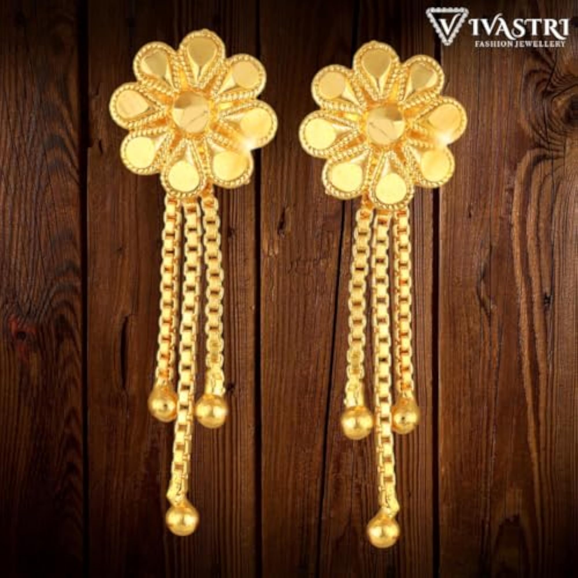 Women's Chunky Gold Plated Chandelier Stud Earrings