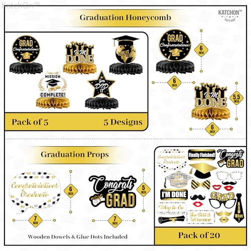 Image of KatchOn, Graduation Decorations Class of 2024 Black and Gold - Pack of 153, Serve 25 | Serve 25