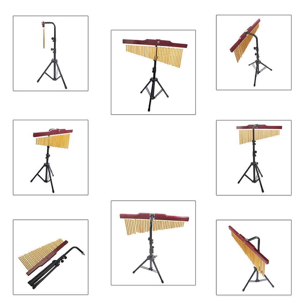 Jemora 36 Campanas Barchime Chime Bar Carillón de Viento Dorado de una Sola Barra de Aleación de Aluminio Sólido Carillones Windchime Barra de Madera Instrumento Musical de Percusión con Soporte