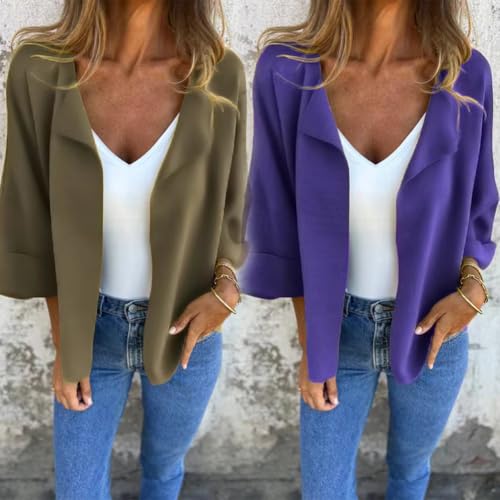 RJDJ Petitionm Casual Faux Suede Cardigan Buttonless Solid Color Lapel Jacket for women, Soft, Chic for Layering4