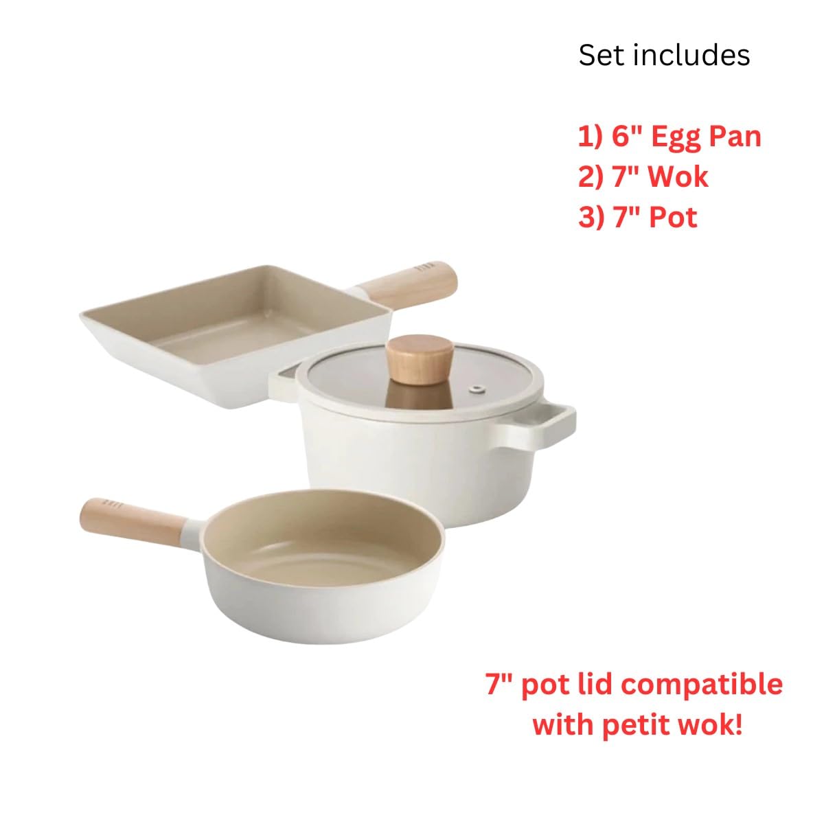 Neoflam FIKA 4-Piece Home Kitchen Essential Mini Cookware Pan and Pot Set with Lid, Nonstick Ceramic Coating, Induction, Made in Korea