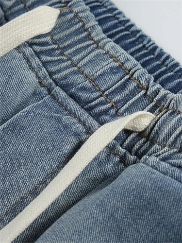 Mens Jeans Spring Summer Semi-Wide Leg Washed Casual Straight Denim Pants Comfortable Fashion3