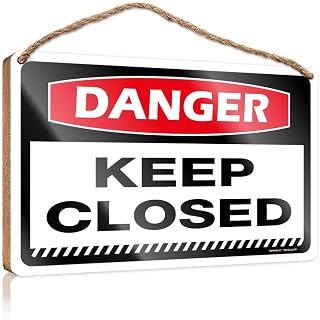 Danger Keep Closed Wooden Plaque for Coffee Bar Decor Restricted | Decoration Indoor Welcome Home Decor Wood Sign Plaque, Funny Utility Room Wall Decor Maximalist Decor(15X28CM)