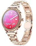 Smartwatch Damen Armkette Rosegold Silber Schmuck Armreif Edelstahl Fitness Armband Pulsmesser Uhr mit Blutdruck Schrittzähler Tracker für Frauen Metall Uhrenarmband Mode Elegant Diamant