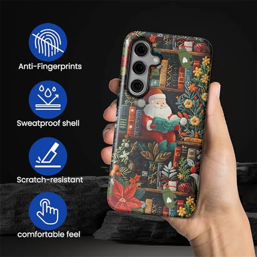 Akinmi Case for Samsung Galaxy S24,Bookish Santa Christmas Exquisitely Pattern Double Protective Phone Cover Cases Soft Silicone for Samsung Galaxy S24 by Akinmi - Used condition - Image 4