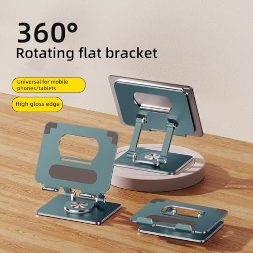 Image of iPad Holder Stand, Tablet Holder with Thickened 360 Rotating Base Dual Rod Adjustable Aluminum Stand for All 4-12.9'' iPad Surface Samsung Phone Tablet Kindle E-Reader and More, Space Gray
