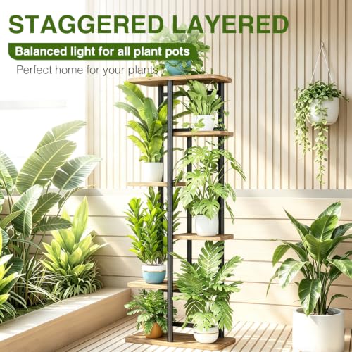 Image of LINZINAR Plant Stand Indoor 6 Tier Metal Corner Tall Flower Shelf