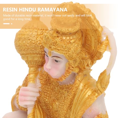 HOMSFOU Lord Statue Resin Ramayana Figurine 6 Inch Small Hindu Temple Decoration Desktop Figurine, Tan, 6x3.5x2.4 inches - Image 3