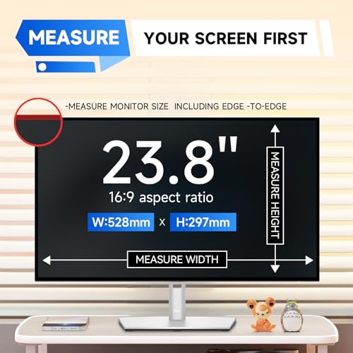 Image of IPROKKO 2 Pack 23.8 inch Anti-Blue Light Monitor Screen Protector for 16:9 Widescreen, Removable Anti Glare Blue Light Blocking Screen Filter, Anti-UV Eye Protection PC Computer Film [Washable Wipes Clean]