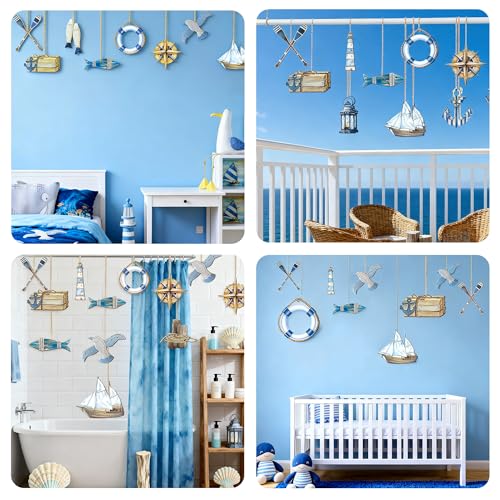 24 Stück Maritime Deko,Maritime Deko-Set,Schifffahrt Deko zum Aufhängen,Dekorativen Anker,Robust und Langlebig,Gut Verarbeitet,für Im Strand Küstenmotiv Abschiedsgeschenk, Wanddekorationen