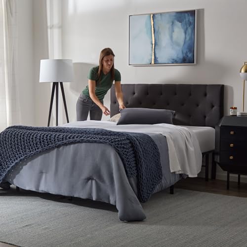 LUCID Mid-Rise Upholstered Headboard - Adjustable Height from 34” to 46” - Full/Full XL - Charcoal by LUCID - Image 3
