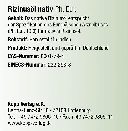 Foto von KOPP Vital® Rizinusöl nativ Ph. Eur. 250 ml | Premium-Qualität | nativ und kaltgepresst | Öl für vielseitige Anwendungen | Preis-Leistungs-Verhältnis | frei von Alkaloiden