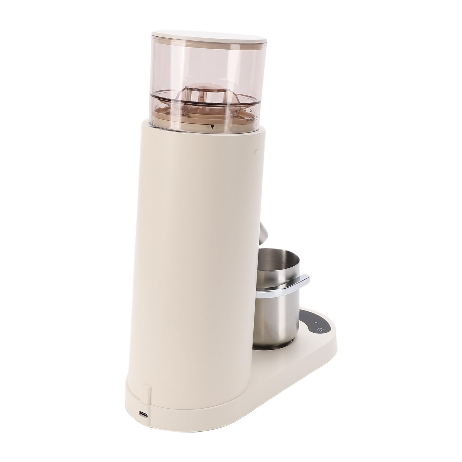 Elektrische Kaffeemühle, Wiederaufladbar, Antistatisch, 60 Mahleinstellungen, Speicher-Timer, Siebträger, Unterstützung für den Heimgebrauch (685 Aprikose)