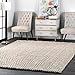 nuLOOM Handwoven Solid Vania Chevron Jute Area Rug, 7' 6" x 9' 6", Off White