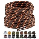 Puzeam 2 Pairs Work Boots Shoe Laces 4.5mm Heavy Duty Hiking Shoelaces for Men & Women (Light Brown Orange, 140cm 55inch)