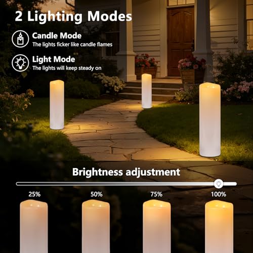 Image of Kimjo 14 inch x 4 inch Large Outdoor Waterproof Candles with Timer Remote, 2 Pack