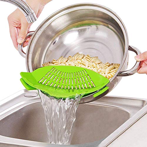 Silicone pasta strainer with 2 Clip for Spaghetti Veggies Pasta Ground Meat Drainer
