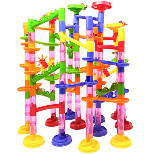 Marble Run Super Set - 176 Pcs Glass Marble Maze Game Building Blocks Toys for Kids,Marble Track Race Set Learning Educational Toys for Boys Girls Age 4+