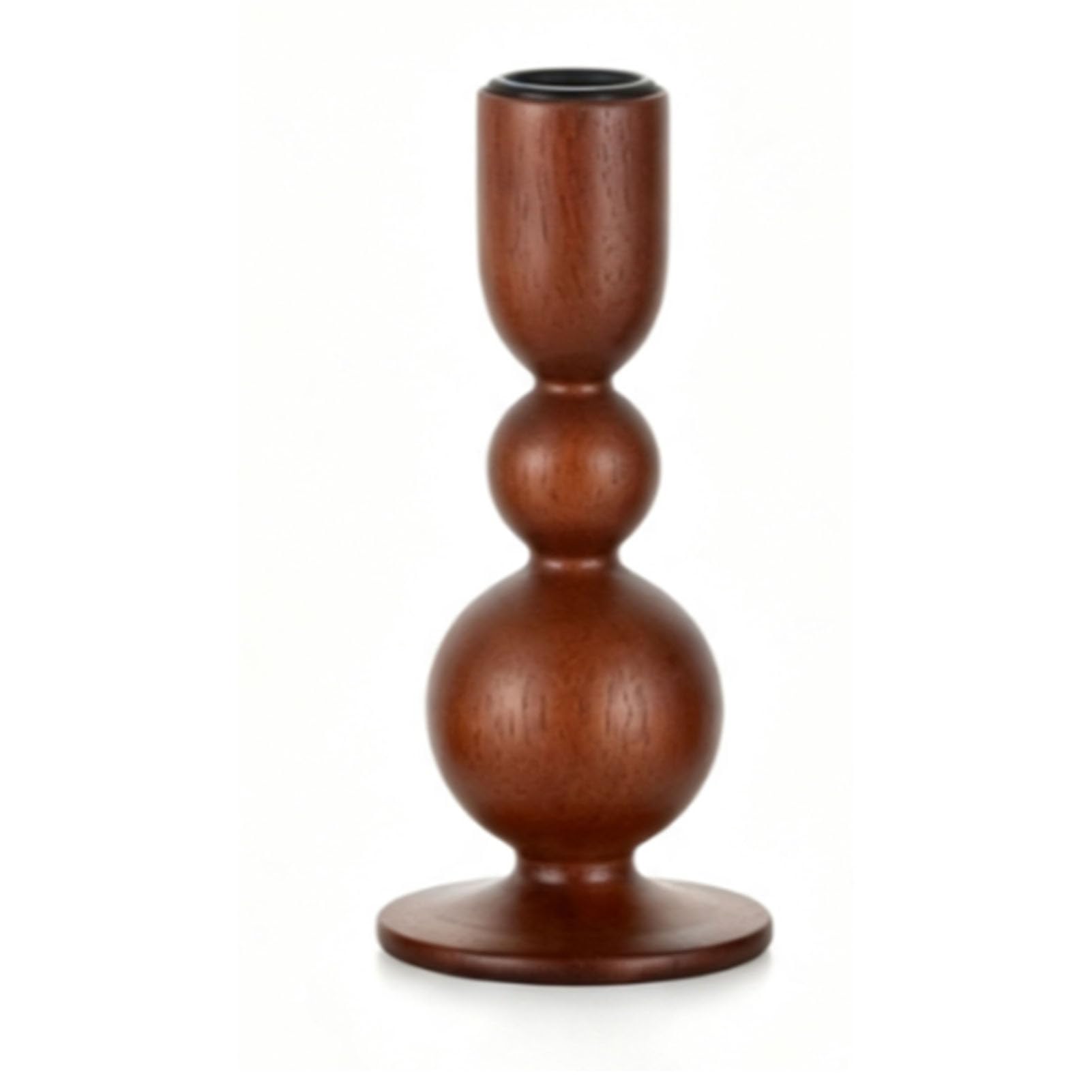 Holzkerzenhalter mit Stabilem Sockel (Braun 3St)