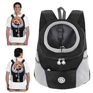 PETCUTE Sac à Dos de Transport pour Chiens,Respirant,Réglable Sac à Dos pour Chien et Chat avec Fond étanche,Bandoulière Rembourrée,Sacs de Transport pour Animaux de Voyage,Crochet de Sécurité