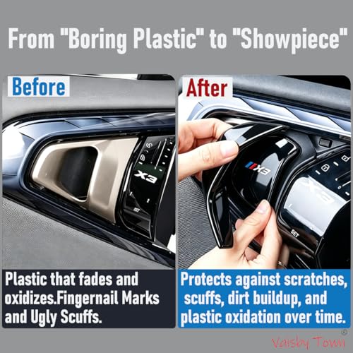 Image of Car Inner Door Handle Panel Covers compatible with BMW X3 2025-2026 | Titanium Black Interior Trim Accessories, 4 pcs for Front and Rear