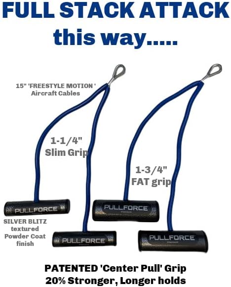 Miniatura 2 de Manijas de gimnasio de agarre delgado "doble" para entrenamientos de máquina de cable, asas de cable 20% más fuertes de tracción central, ataque LAT