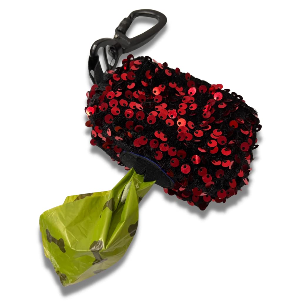 A+a Pets Sequins Dog Poo Bag Pouch | Portable Poop Bag Holder with Hook for Leash | Easy to Carry Waste Bag Holder (Sequins Red) (B0BVN1HPN6) Amazon Price History, Amazon Price Tracker