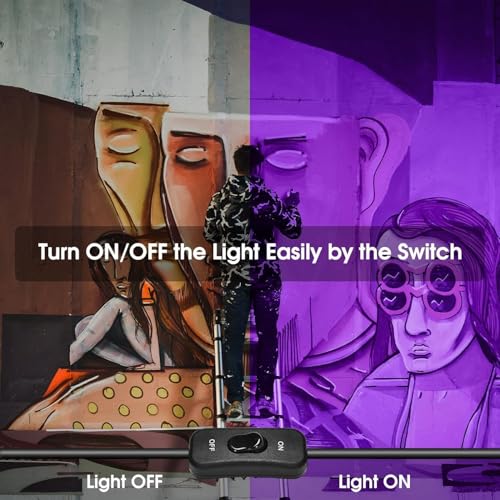 Image of YANYCN 4 Pack 150W LED Black Lights, Blacklight Flood Light Outdoor with Plug and Switch, IP66 Waterproof for Dance Party, Glow in The Dark, Halloween Lights, Body Paint, Fluorescent Poster