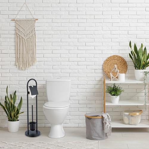 Image of Relaxdays Toilet Brush Holder Stainless Steel H x D 79 x 22 cm Black