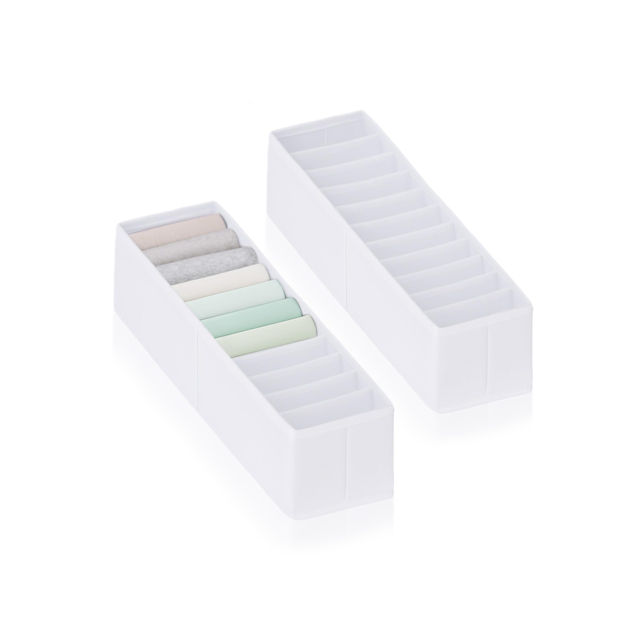 ROW&LINE® – Organizer – 11 ekstra wysokich przegródek na rzeczy niemowlęce, skarpetki i ubrania – system organizacji – wytrzymały i zmywalny – (biały) – Rozmiar: 2x XS