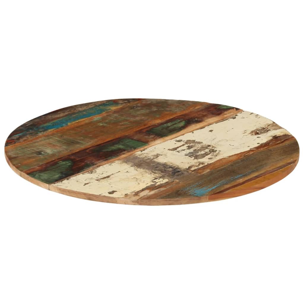 Piano Tavolo Rotondo 80 cm 15-16 mm in Legno di Recupero Multicolore,286035