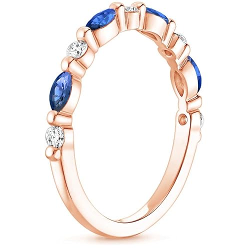 Simulated Diamond Wedding Band Marquise & Round Half Eternity Ring Stacking Infinity Engagement Sterling Silver Matching Ring 0.57Ct Brilliant Round Cut Def Color Vvs1 Clarity Lab Created Diamond Eternity Rings (925 Silver, 3) #TOP1