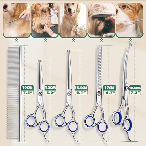 Gimars 6-in-1 Hundeschermaschine mit Profi Scheren-Set, 7000 U/min Leise Hunde Schermaschinen, Aufladbarer Kabellose Hundehaarschneidemaschine, Tierhaarschneidemaschine Hunderasierer für dichtes Fell