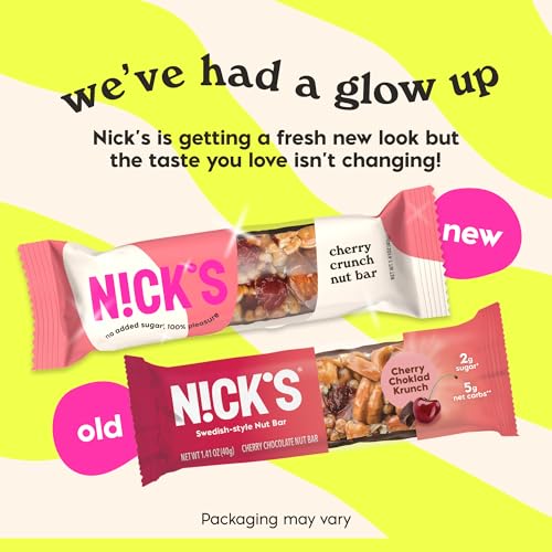 NICKS Keto Nut Bar Cherry Cashew Almond Chocolate, Keto Snack with 2g Sugar & 5g Net Carbs – Low Carb, High Flavor Protein Snack for Sports, Hiking & On-the-Go (pack of 12) 40.0 grams
