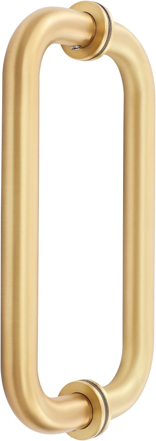 Shower Door Hardware Accessorie for Frameless Swing Hinged Shower Doors, Including Shower Door Hinges and Handles, Glass Clamps for 5/16”to 4/10”Thick Glass (Gold)