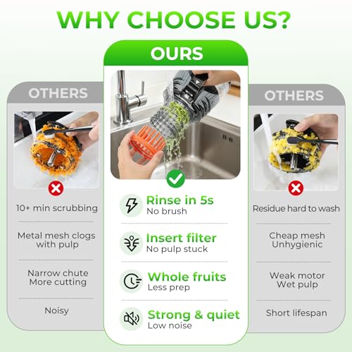 Juicer Machines, 5.8" Large Feed Chute Slow Masticating Cold Press Juicer for Whole Fruits & Vegetables, Easy to Clean & High Juice Yield - Image 4