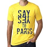 Homme T Shirt Graphique Imprimé Vintage Tee Say Yes to Paris Jaune