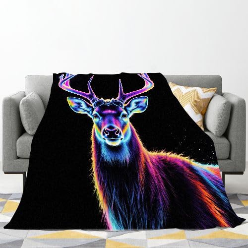 Manta Polar 220 x 240 Ciervo Negro, Mantas para Cama 105 de Franela Cálida y Cómoda para Niños y Adultos, Mantitas para Sofá Reversible para Cubre Sofa Colchas, Fácil de cuidar_A2915