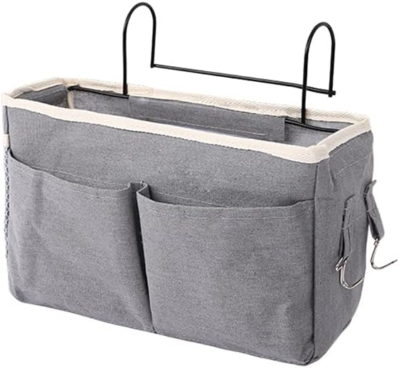 croselyu Home Multifunctional Bedside Hanging Bag College Dormitory Bedside Cloth Hanging Basket Bed Clutter Sorting Storage Bag Magazine Book Storage Bag (Grey)
